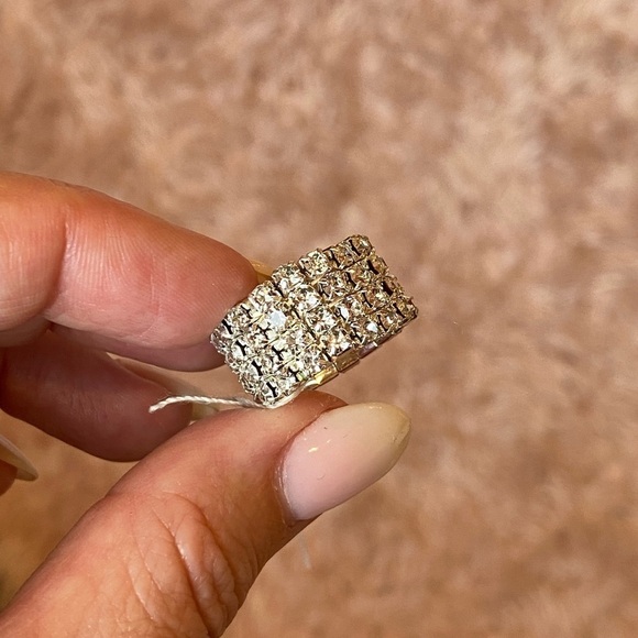 Diamond Ring Rhinestone stretch costume jewelry NWT New - Picture 1 of 5